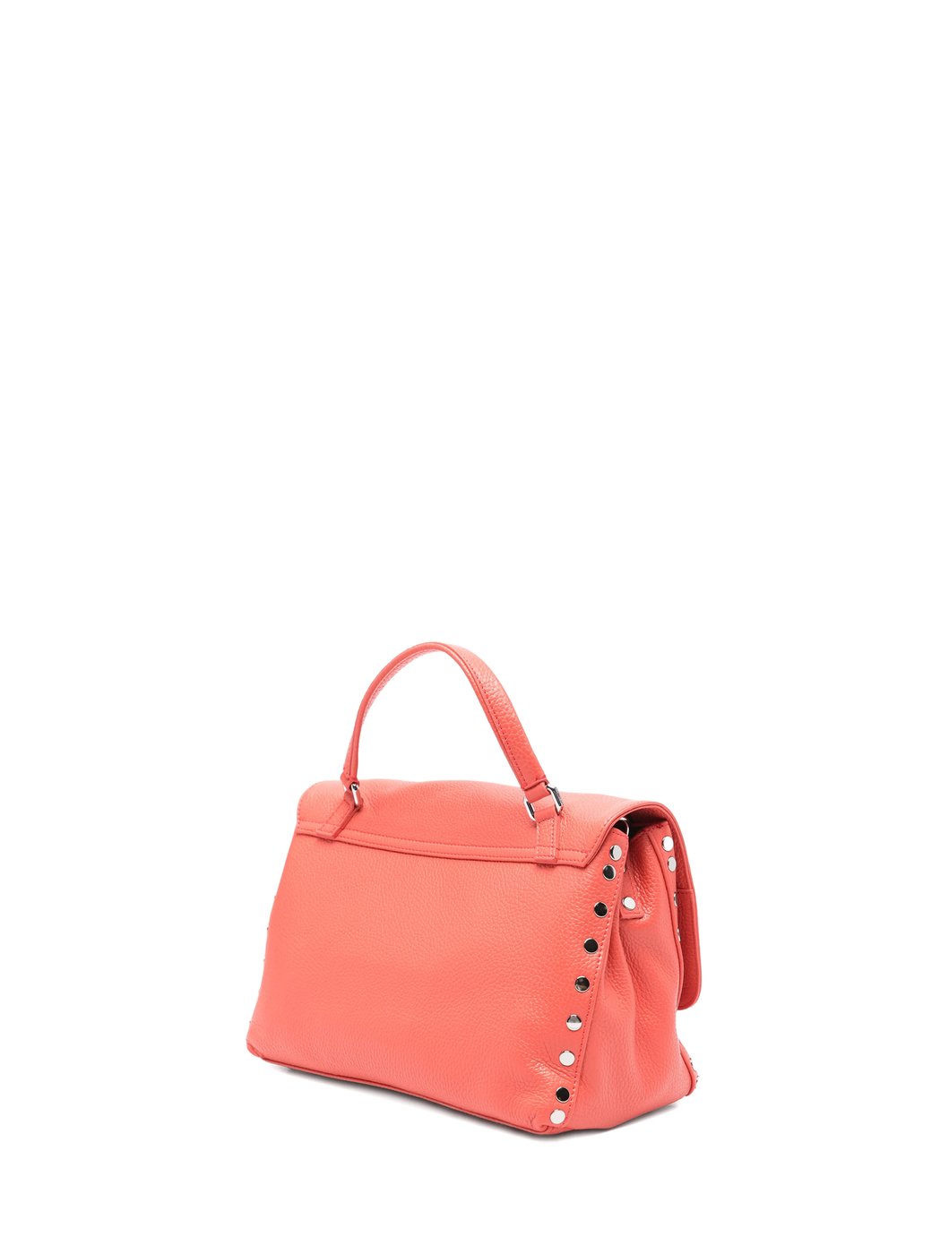 Bright Orange Grained Texture Studs Shoulder Bag