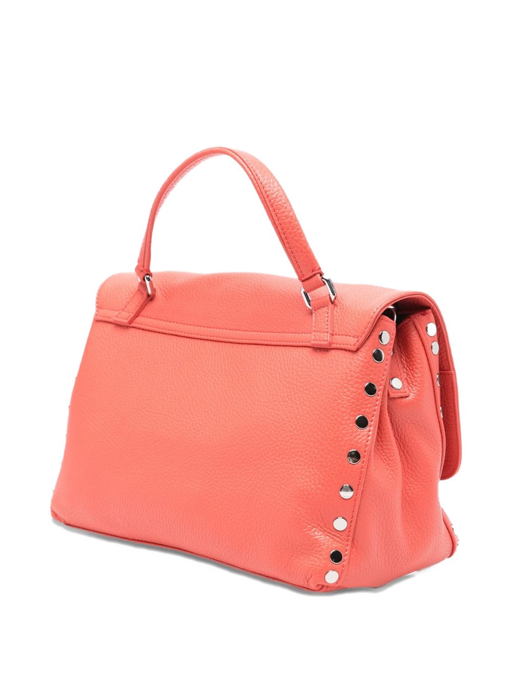 Bright Orange Grained Texture Studs Shoulder Bag