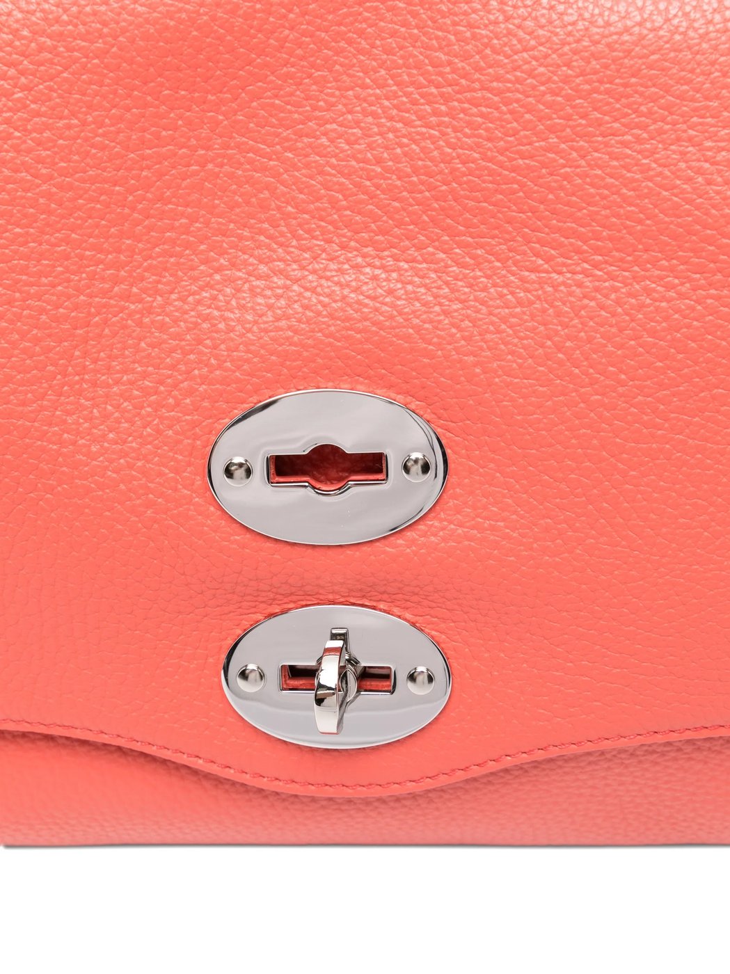Bright Orange Grained Texture Studs Shoulder Bag
