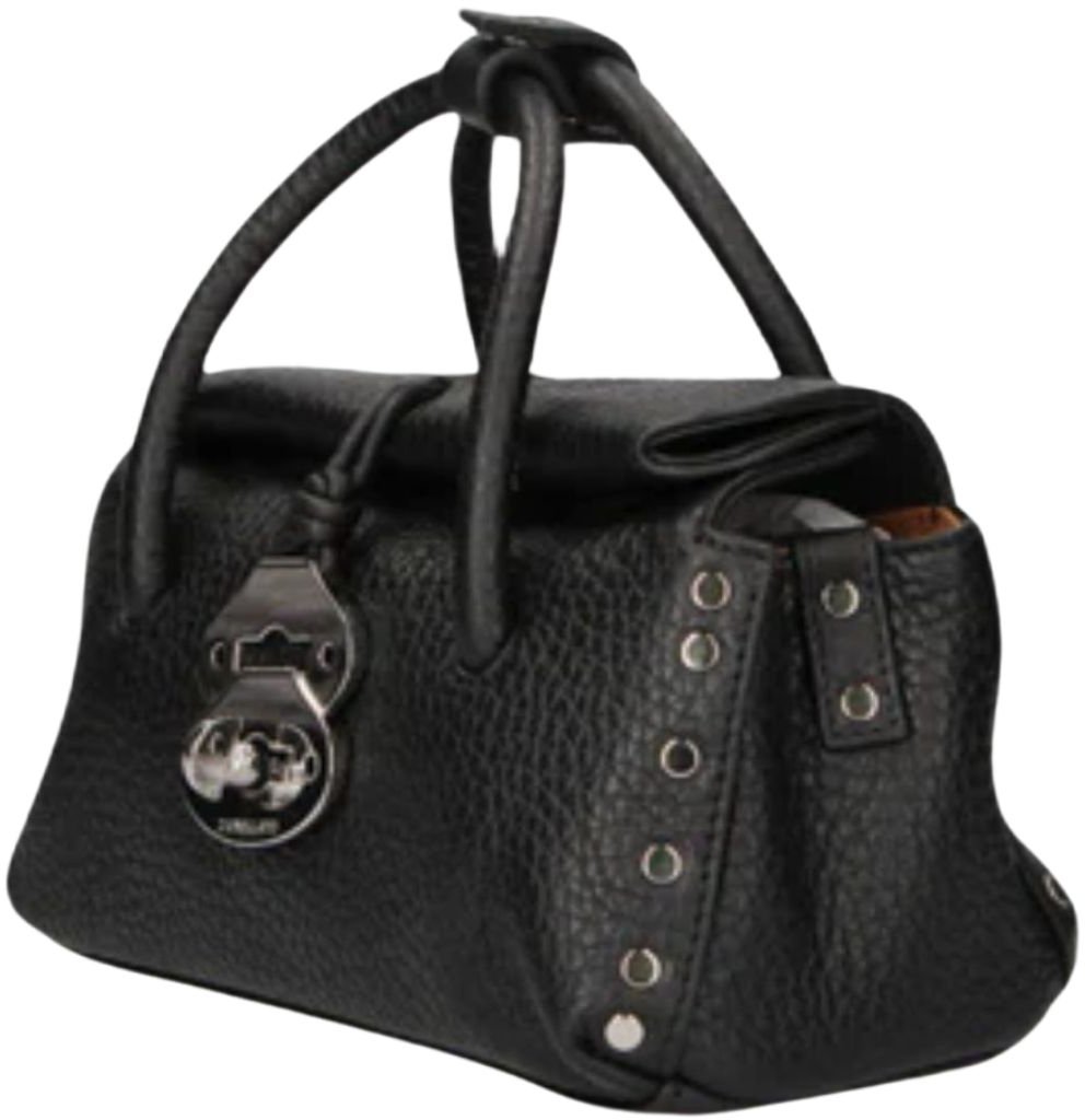 Textured Leather Tote Bag with Silver-tone Clasp