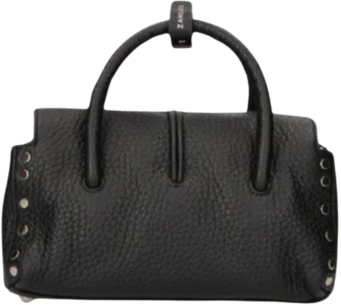 Textured Leather Tote Bag with Silver-tone Clasp