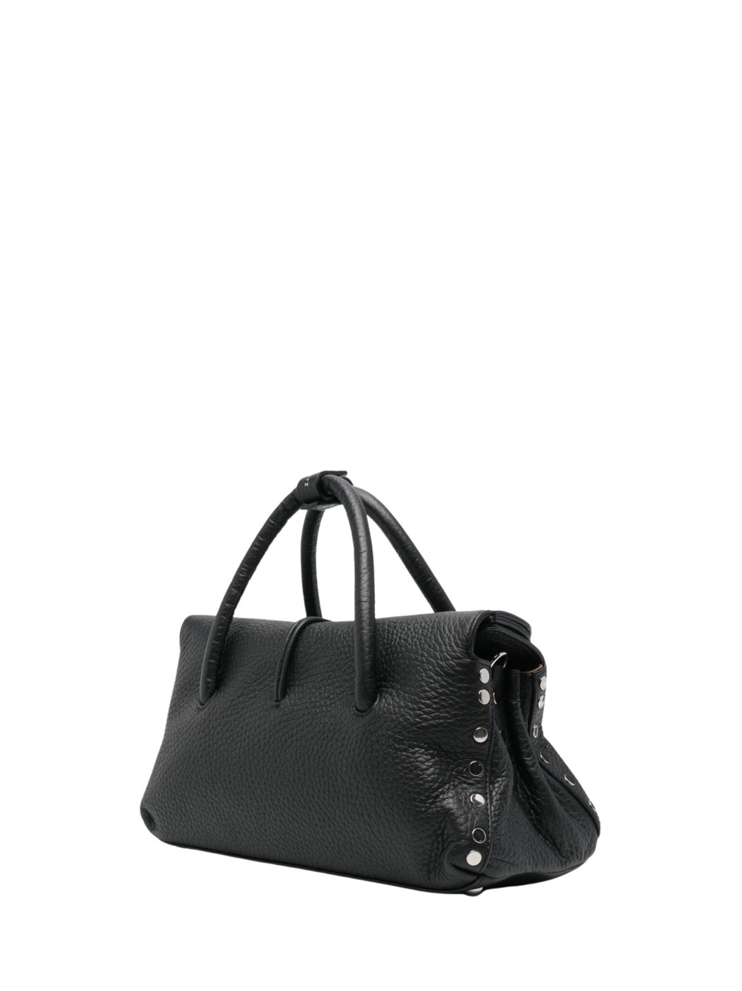Textured Leather Handbag with Turn-Lock Clasp and Detachable Strap