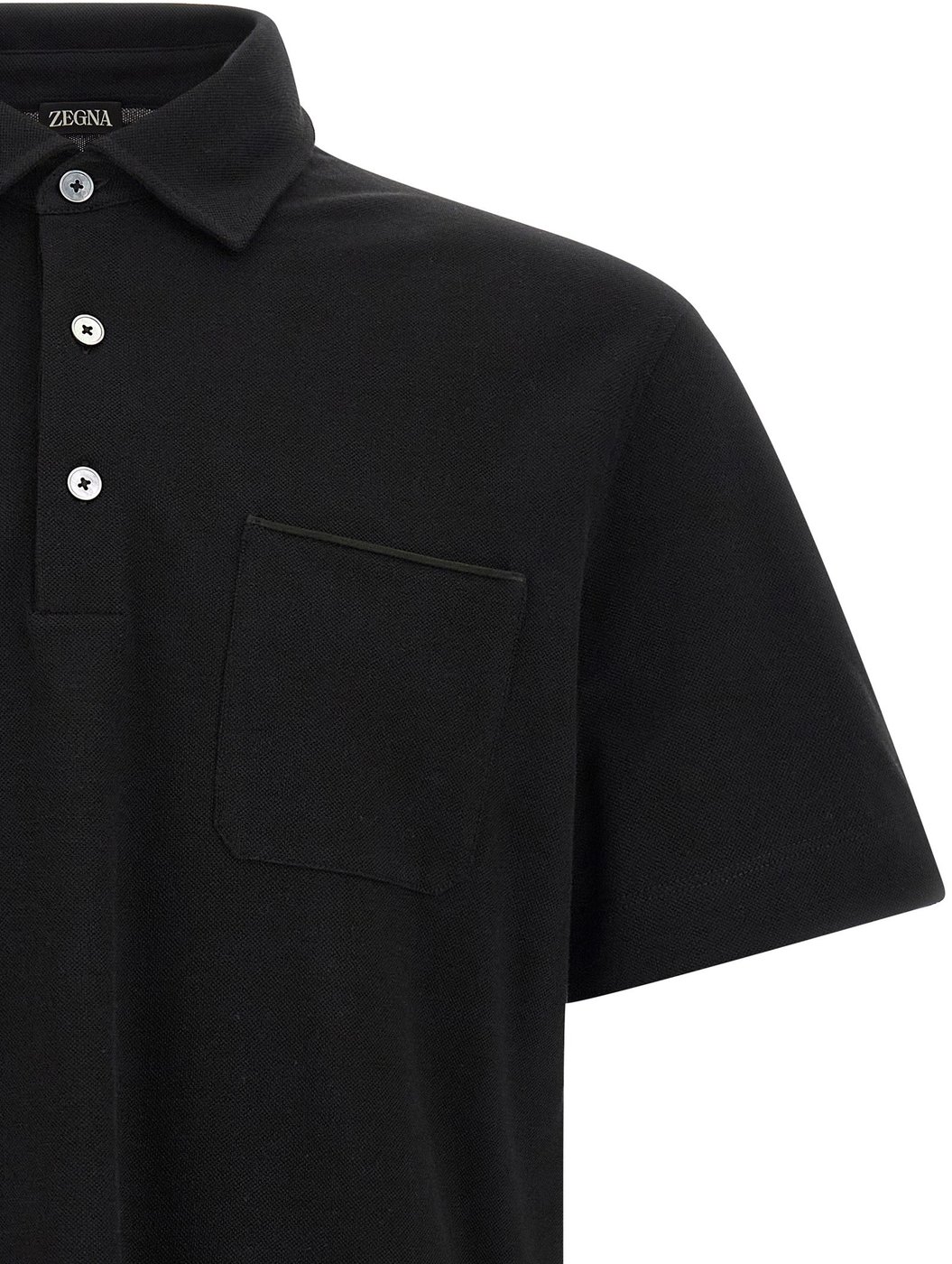 ZEGNA Black Cotton Polo Shirt