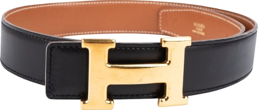 Hermès Bicolor Leather Reversible H Belt (70)