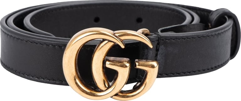 Gucci Black Leather GG Slim Marmont Belt (70/28)