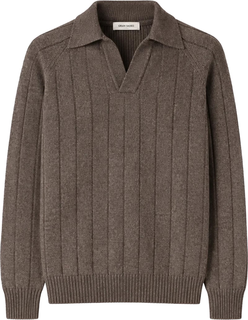 Bruine Wollen Knit Polo