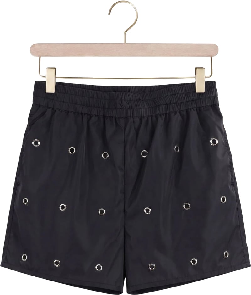short met ringen blauw