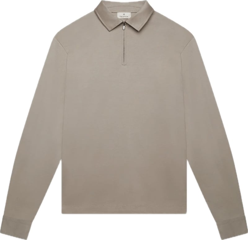 Supima Zip Collar ls lead grey