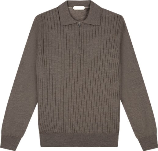 Ribbed Zipper polo ash grey