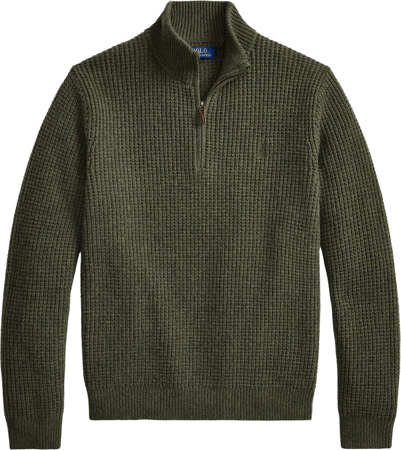 Wafelgebreide half zip trui