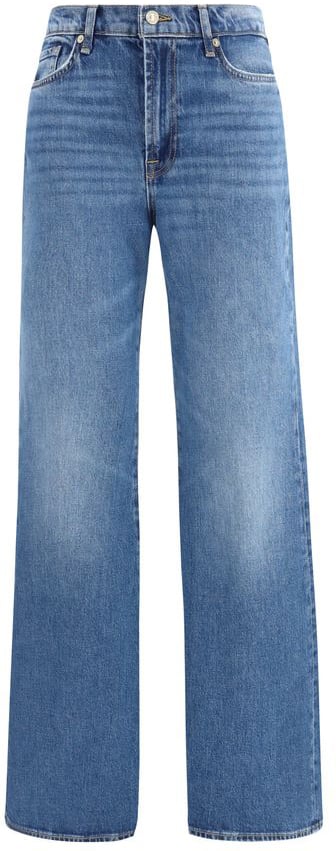 7FOR Blue Cotton Flared Jeans