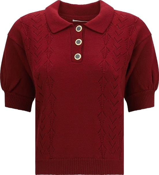 Alessandra Rich Bordeaux Wool Oves Aries Shortsleeve Shirt
