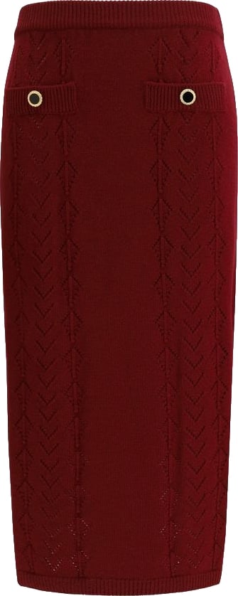 Alessandra Rich Bordeaux Wool Oves Aries Midi Skirt
