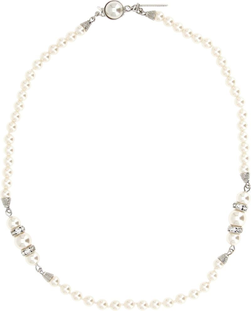 Alessandra Rich White Glass Necklace
