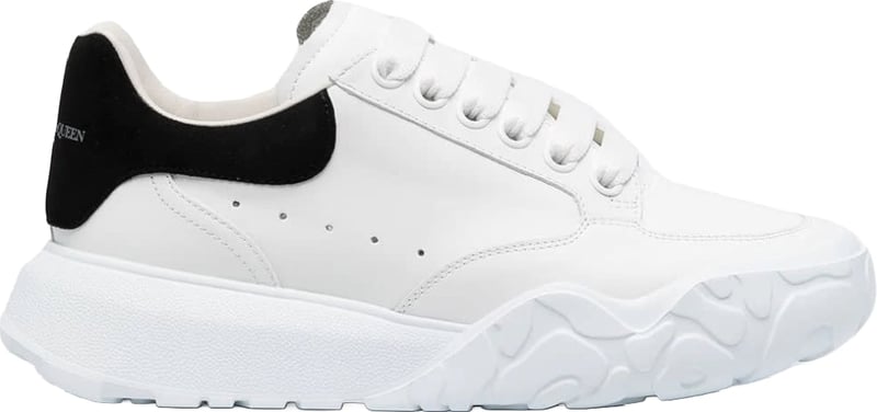 Alexander McQueen Men's Court Trainer Sneakers White Black Suede