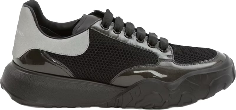 Alexander McQueen Men's Court Trainer Black Nappa Sneakers