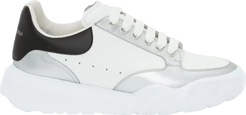Alexander McQueen Men's Oversized Court Trainer White Black Silver