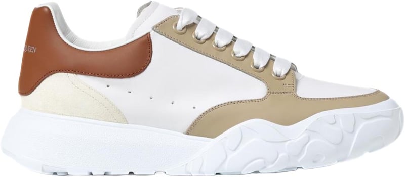 Alexander McQueen Men's Court Trainers White Tan Red Sneakers