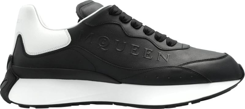 Alexander McQueen Black White leather logo trainers
