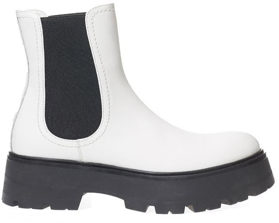 Alexander McQueen Black And White Leather Chelsea Boots