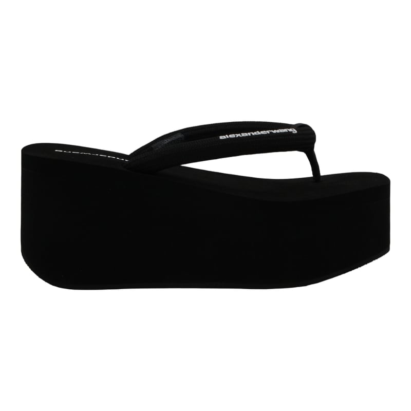 Monochromatic Platform Sandals with Elevated Sole and Branding