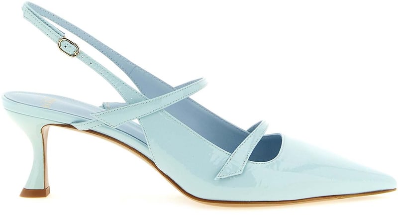 Alexandre Birman Blue Cowhide Mid Heel Pumps