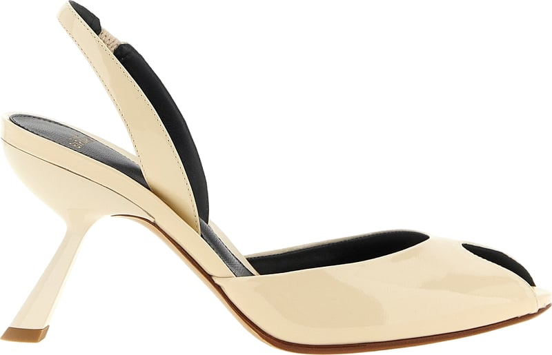 Alexandre Birman White Calfskin Mid Heel Pumps