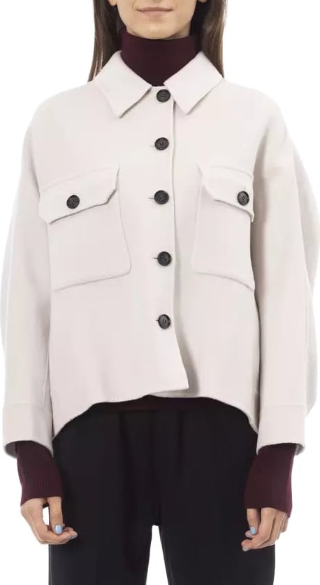 Alpha Studio Elegant White Wool Blazer Jacket