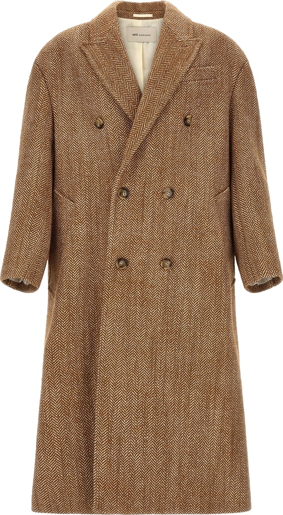 Ami Paris Brown Virgin Wool Coat
