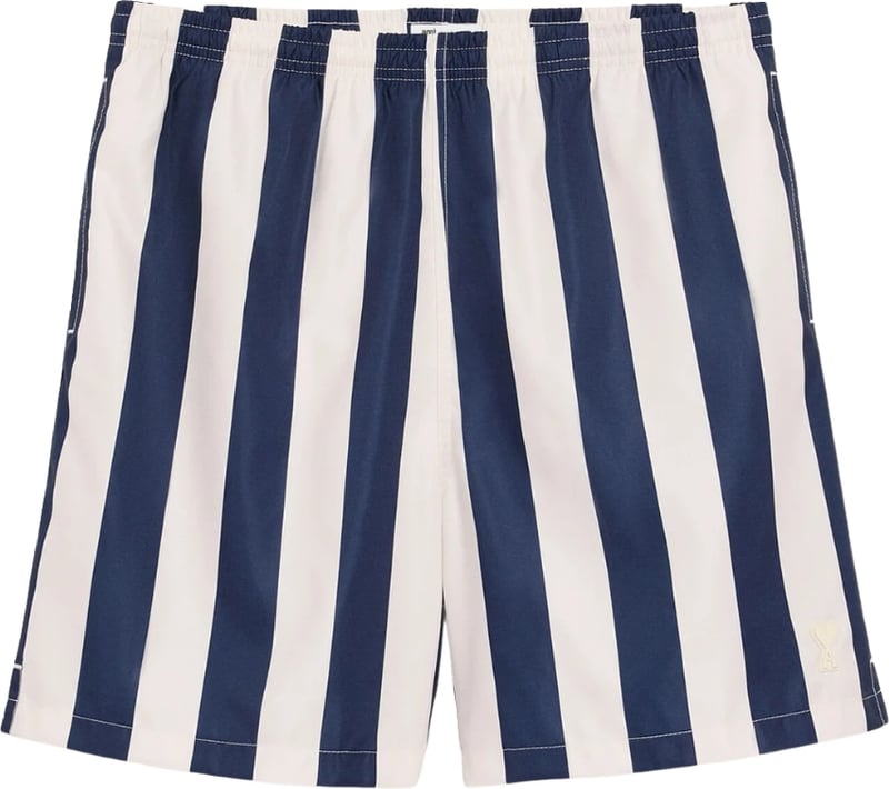 Ami Paris Long Stripes Men's Shorts White Navy