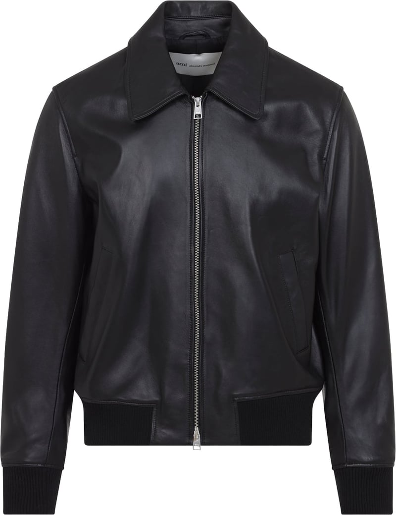 Ami Paris Zipped Leather Jacket