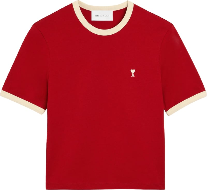 Ami Paris Red contrasted cotton t-shirt with Ami de Coeur