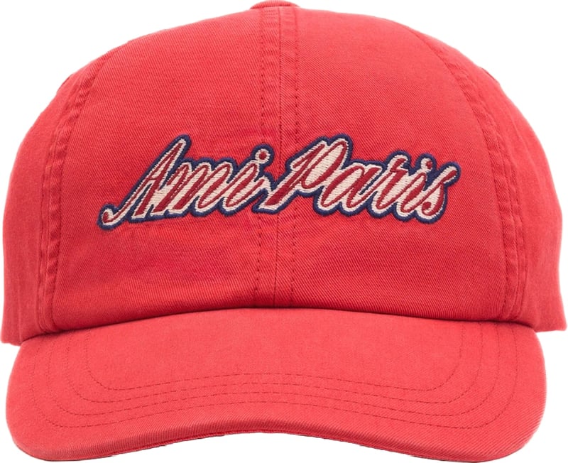 Ami Paris Red cotton cap with Ami Paris emboirery