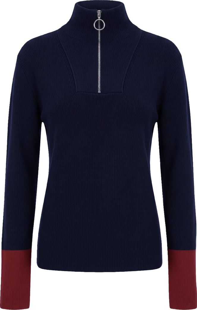 Wool sweater with zip collar