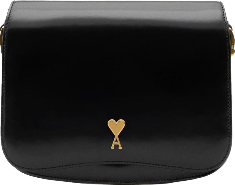 Ami Paris Glazed Leather Bag Black