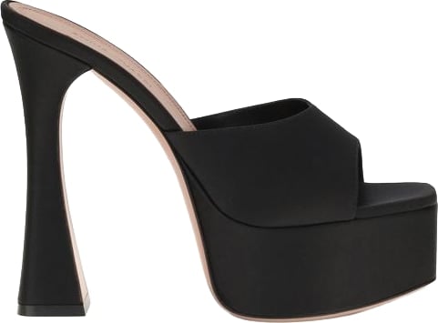 Amina Muaddi Black Calf Leather Bos Taurus Platform Sandals