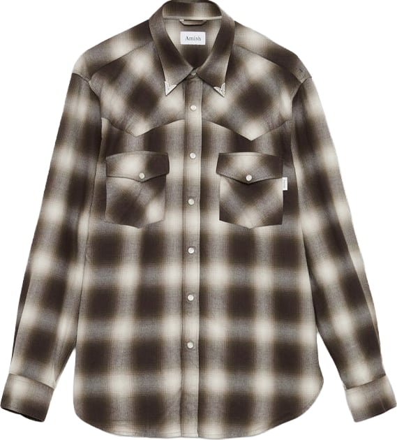 Camicia Texaco Hombre Plaid Washed Marrone