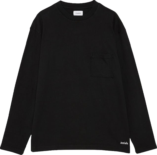 Longsleeve Raw Edge Micro Logo Dyed Washed Nera