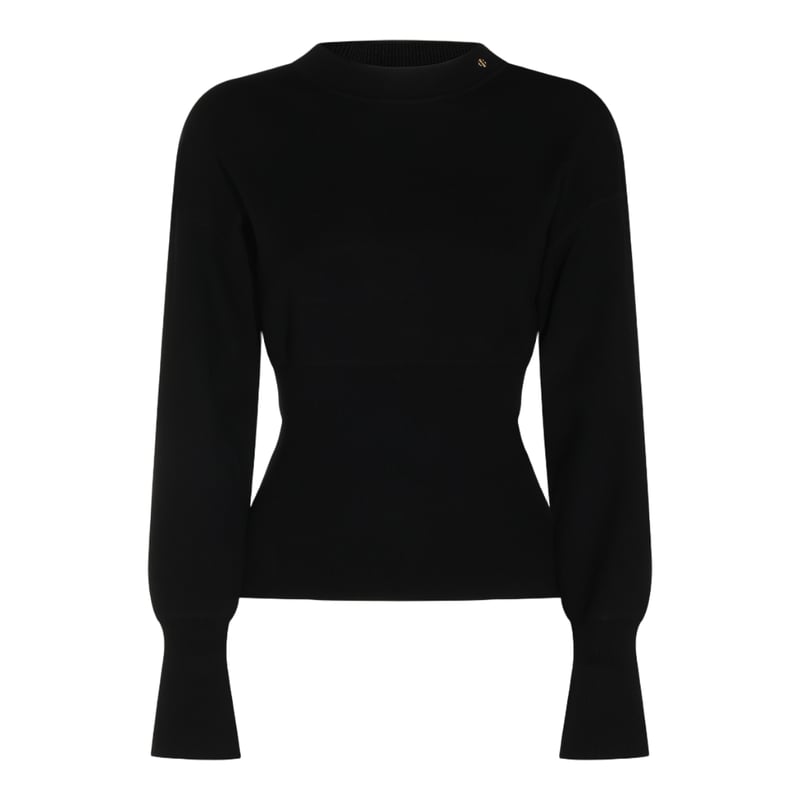 Fitted Ribbed Knit Sweater with Wide Cuffs