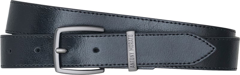 Black h.30 calf leather belt with buckle