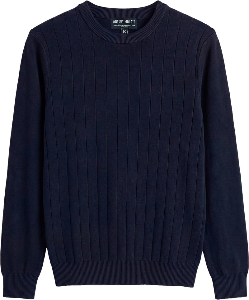 Marine regular-fit long-sleeve crew-neck sweater in viscose