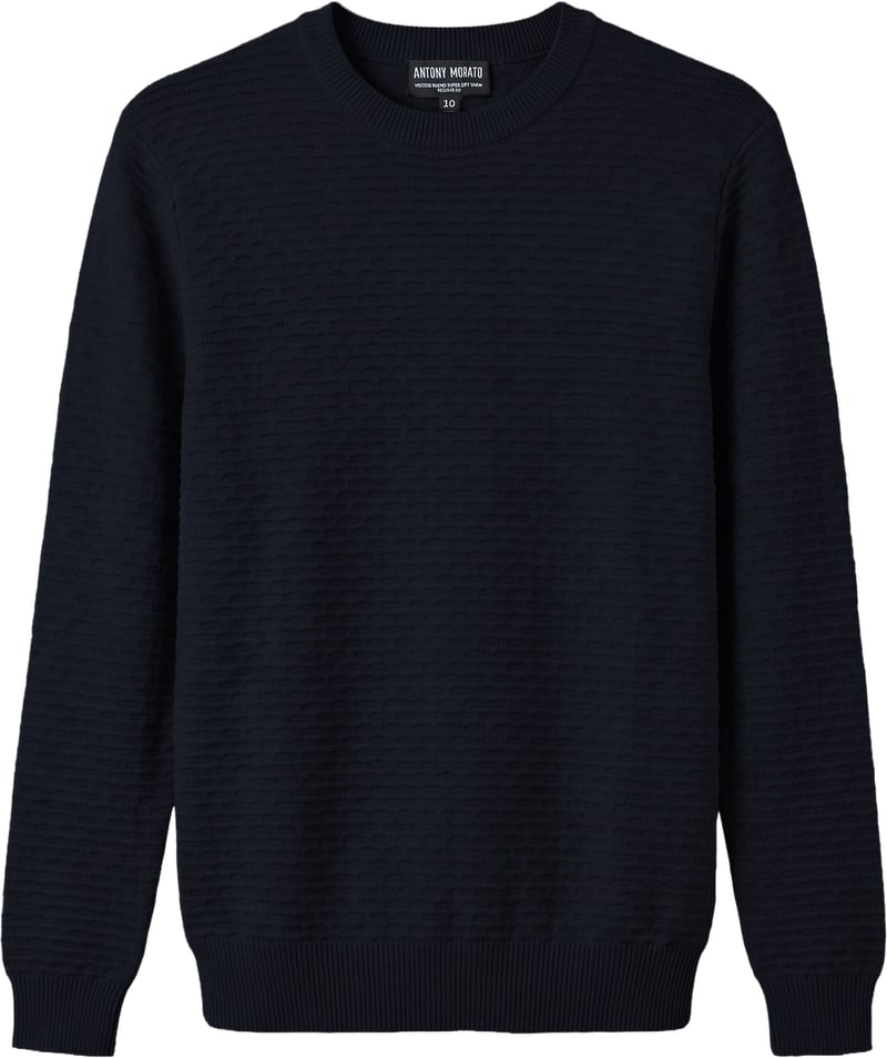 Marine regular-fit long-sleeve crew-neck sweater in viscose with jacquard motif
