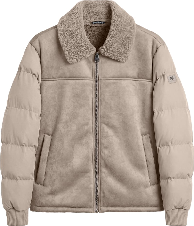 Grit regular-fit coat in faux fur with padded techno-fabric sleeves