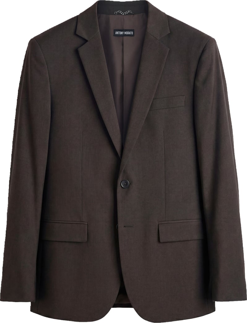 "Evan" coffee relaxed-fit jacket in stretch viscose