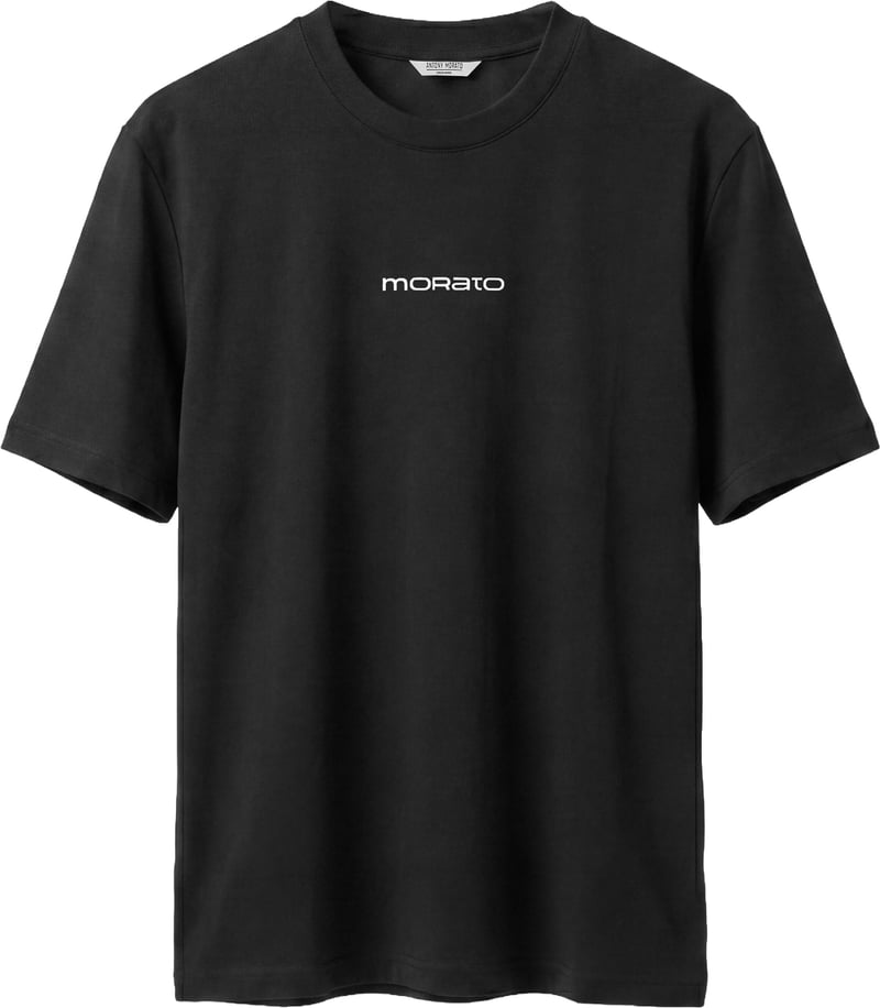 Black relaxed-fit t-shirt in blended jersey with "Open Mind 1" print on front