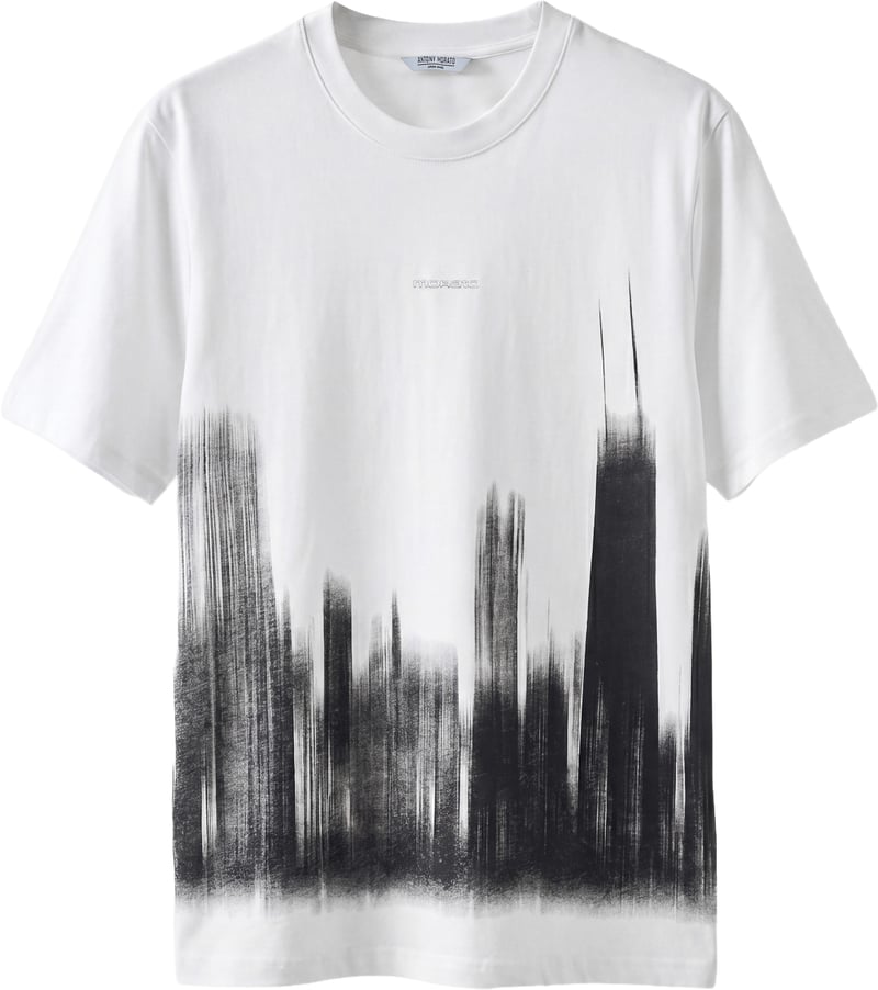 Cream relaxed-fit t-shirt in cotton jersey with "Open Mind 1" print on front