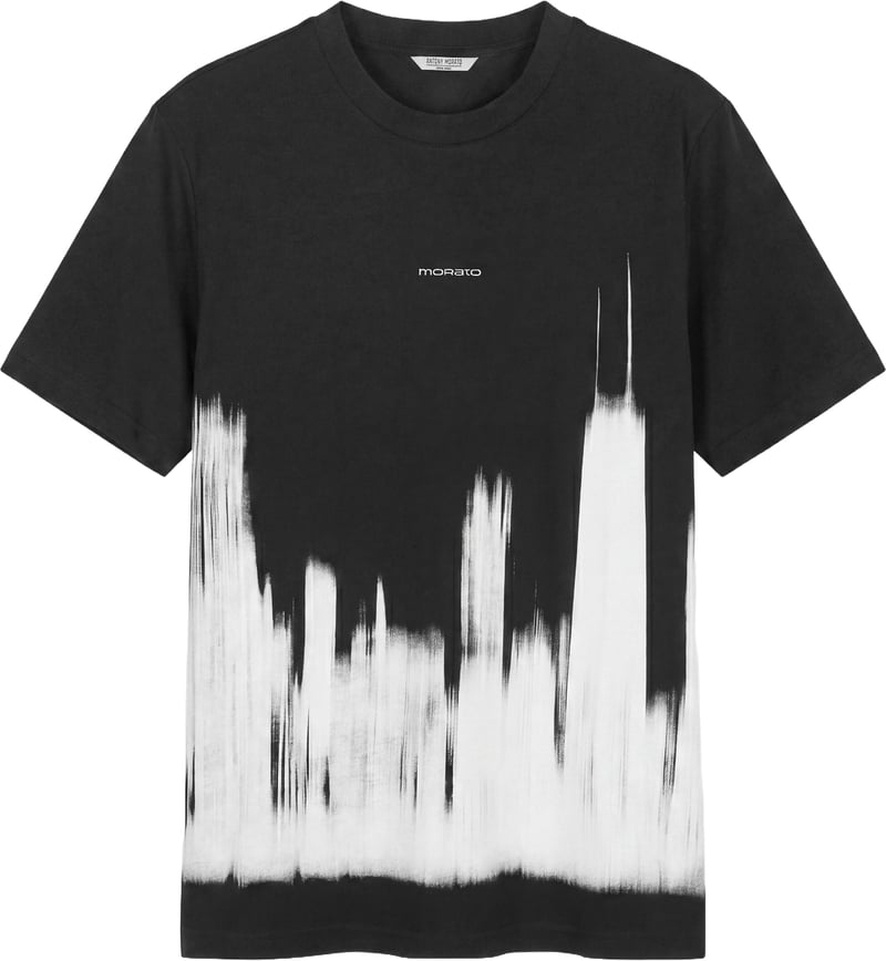 Black relaxed-fit t-shirt in cotton jersey with "Open Mind 1" print on front