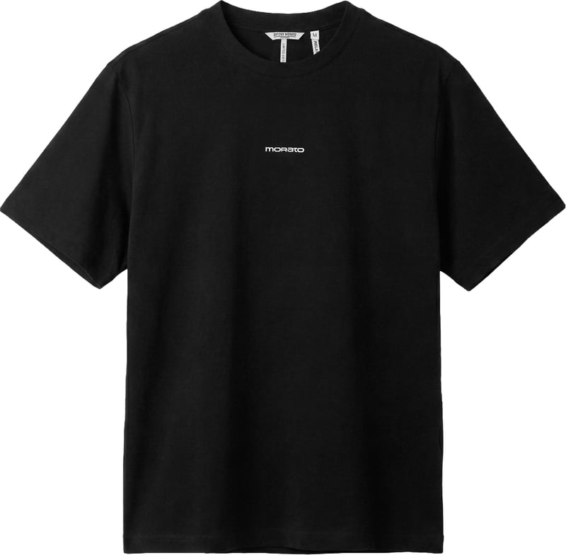 Black relaxed-fit t-shirt in cotton jersey with logo print on front and photographic print on back