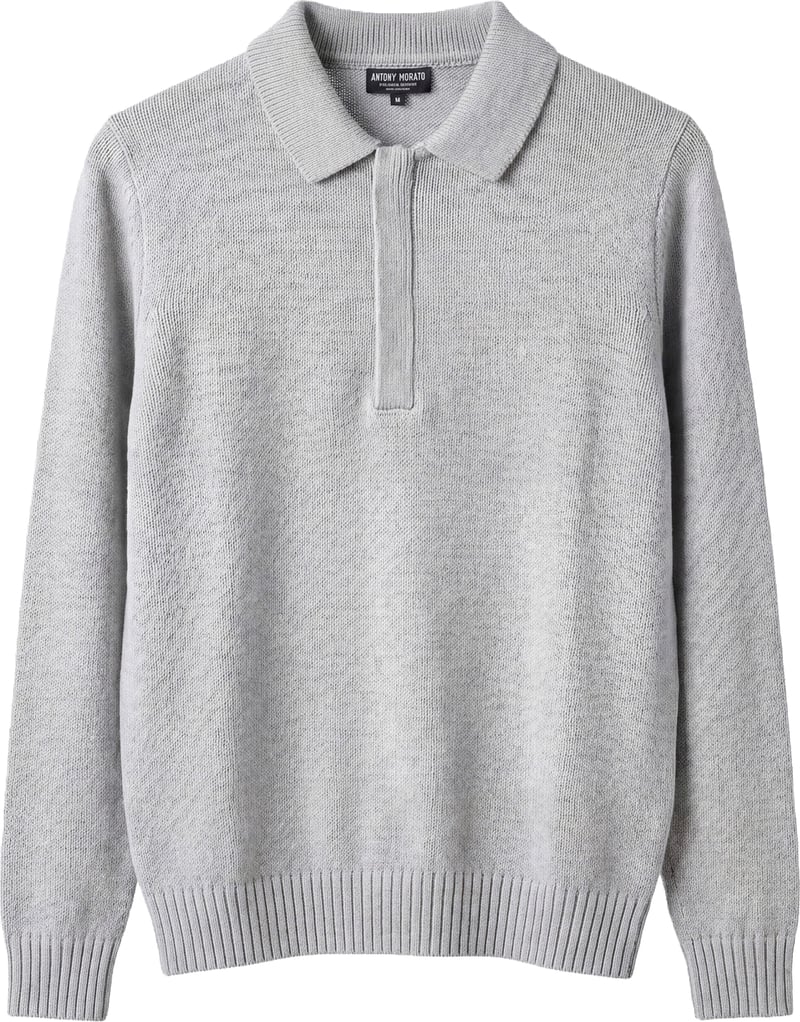 Ice relaxed-fit long-sleeve zip knit polo in cotton-acrylic-wool blend