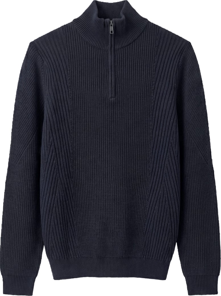 Marine relaxed-fit zip turtleneck sweater in techno wool blend